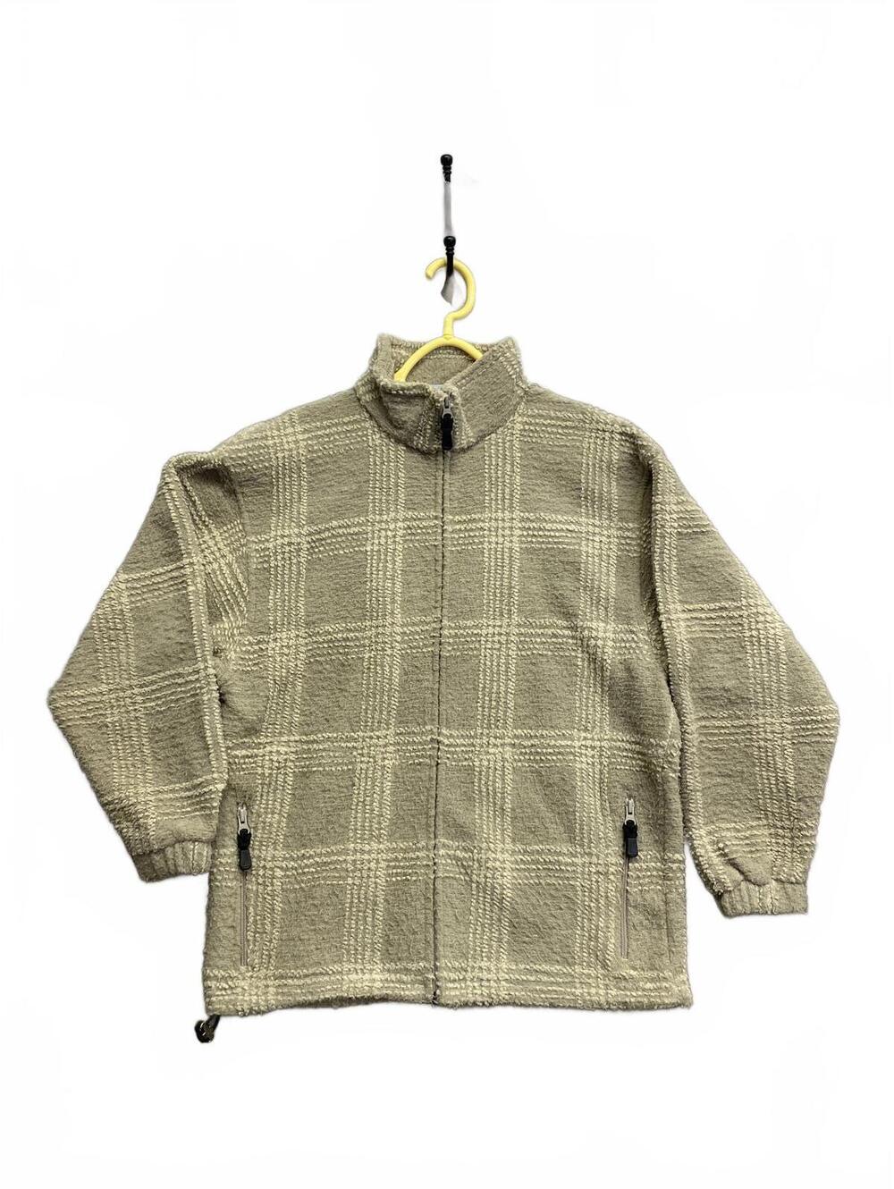 Vtg 70's -80's London Fog Men's Beige Plaid Fleece Jacket with Full Zip Size XS